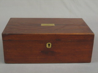 A Victorian mahogany writing slope with brass drop handles 16"