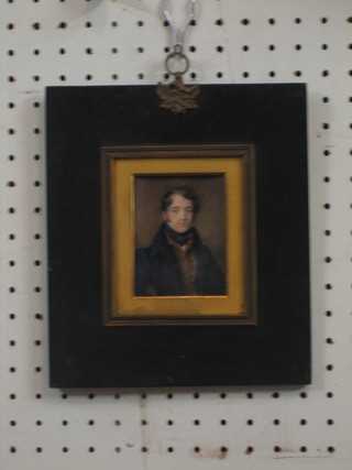 A 19th Century portrait miniature on ivory panel of a gentleman 3" x 2 1/2"