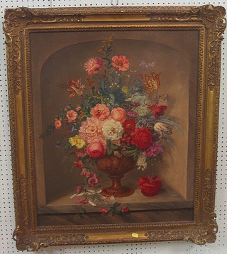 An oil painting on board still life study, "Vase of Flowers" 28" x 24" (re-lined)