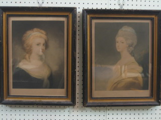 A pair of 18th/19th Century coloured prints "Ladies" 11"  x 8 1/2"
