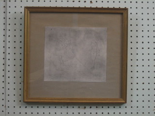 A monochrome print "Standing Girl" the reverse marked Odilan Redon 7" x 8"