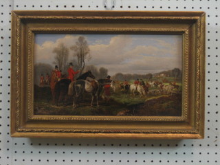 A 19th Century oleograph "Hunting Scene with Figures"  8" x 13"