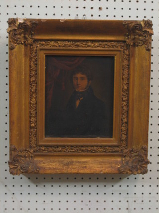 A 19th Century oil on board head and shoulders portrait "Gentleman" 8" x 6"