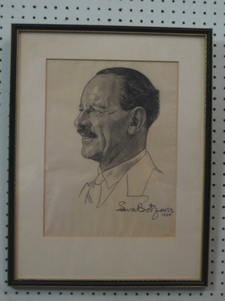 Sava Botzaris, a pencil head and shoulders portrait drawing of a "Gentleman" 12" x 9" signed and dated 1938