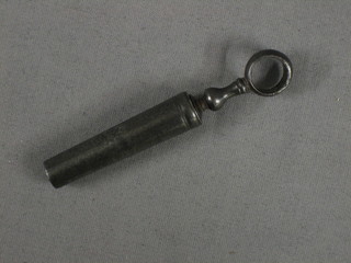 A 19th Century steel travelling corkscrew, the outer case incorporating the handle 3"