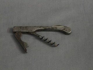 A polished steel "Waiters Friend" corkscrew marked D.R. Patent no. 20815 4"