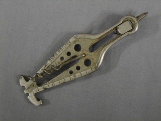 An aluminium waiters friend corkscrew of skeleton form, registration no. 68905