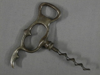 A 19th Century polished steel corkscrew incorporating a Crown Cork bottle opener