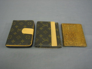 2 "Louis Vuitton" style purses and a snake skin wallet