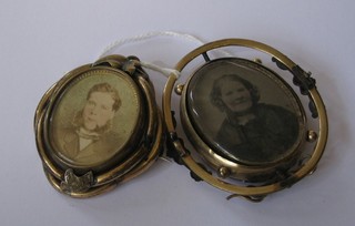 2 19th Century gilt metal  mourning brooches
