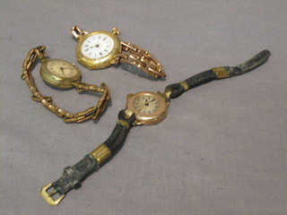3 ladies wristwatches contained in gold cases