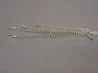 2 silver curb link watch chains 14"  and 17"
