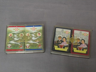 2 double boxed set of Worshipful Company of Playing Cards Manufacturer's cards to celebrate The King and Queen of Thailand at Guildhall July 20th 1960  and The Opening of St Lawrence Seaway, June 26 1959