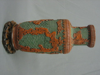 A 19th Century Redware club shaped vase 17"