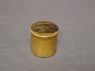 A Mocklyn ware cylindrical box decorated a view of Ventnor from the east 1 1/2" and a carved hardwood watch stand