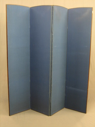 A mahogany 4 fold dressing screen