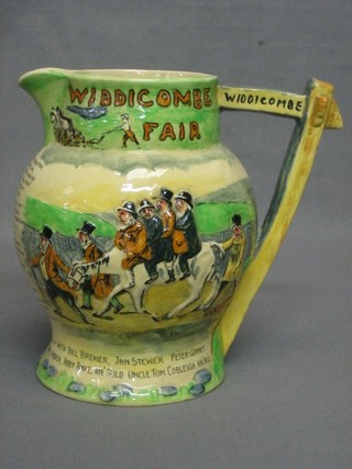 A Crown Devon musical jug decorated Widdecombe Fair and playing Widdecombe Fair, 8"