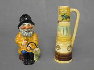 A Shorter & Son waisted pottery jug 8" and a do. Toby jug The Fisherman 7"