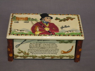 A Crown Devon rectangular pottery cigarette box decorated John Peel and hunting scenes RD13582 8"