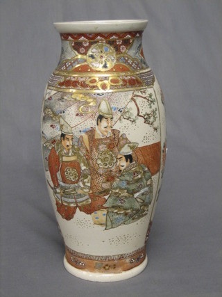 A Japanese late Satsuma porcelain vase decorated court figures 12"