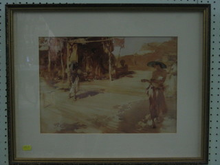 After Sir William Russell Flint, a coloured print "Standing Lady" 11" x 15"