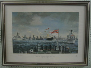 Leslie Wilcox, limited edition coloured print "Spithead Review 1977" 17" x 26"