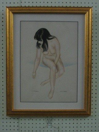 L E Blockwell, 20th Century watercolour drawing "Seated Native Girl" signed L E Blockwell, H M St Martin 15" x 11"