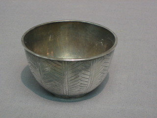 An Eastern silver sugar bowl of bamboo design 3 1/2"