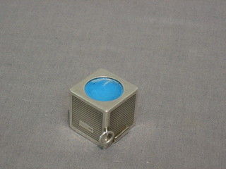 A modern square silver snooker chalk holder with engine turned decoration