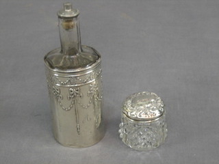 An Edwardian embossed silver scent bottle holder with swag decoration, Birmingham 1906