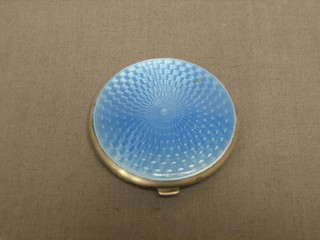 An Art Deco silver and blue enamelled compact Birmingham 1931 2"