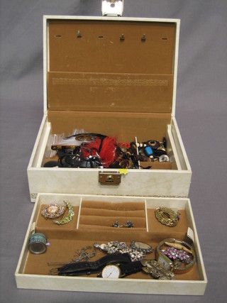 A jewellery box and a collection of costume jewellery