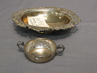 A small twin handled silver dish Birmingham 1959 2" together with a silver plated bowl