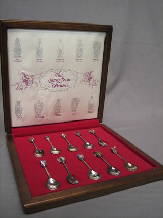 A set of 10 silver gilt and enamelled spoons "The Queens Beast Collection"
