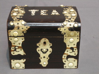 A Victorian domed tea caddy marked Tea 6 1/2"