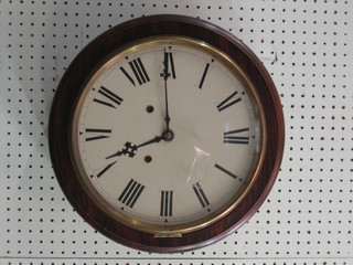 A Continental wall clock with 12" circular painted dial contained in pine case