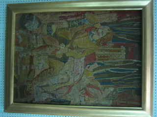 A Berlin woolwork panel depicting an interior scene 33" x 24"