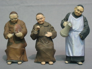 3 various 19th Century German biscuit porcelain figures of monks at work 5" and 7" (2f)