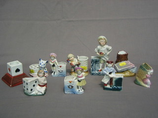 A good collection of 10 various 19th Century German porcelain match strikers
