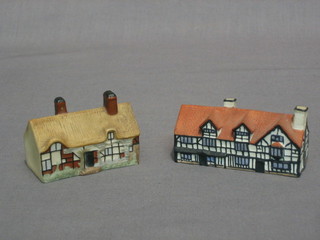 A model of Shakespeare's house 3" and a model of Anne Hathaway's cottage 2 1/2"