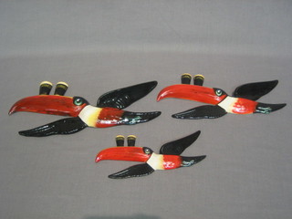 A flight of 3 Guinness Carltonware Toucans, the reverse impressed G2259A
