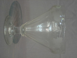 A large 19th Century glass rummer of conical form with etched vinery decoration 8"