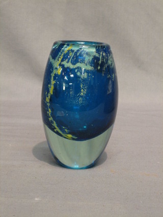 A Murano blue glass vase 6"