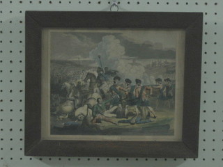A Victorian coloured print "Battle Scene" 7" x 9"