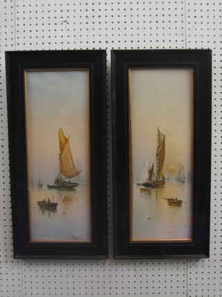 After Morris, a pair of 19th Century coloured prints "Sunset and Calm Evening" 20" x 7"