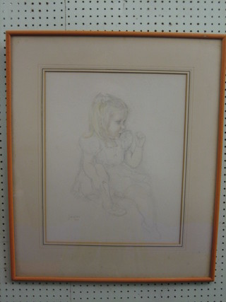 Jacquien, pencil drawing "Seated Girl" signed and dated 1941 17" x 14"