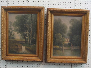 A pair of 19th Century oil paintings on canvas "Garden Scenes"12" x 8"