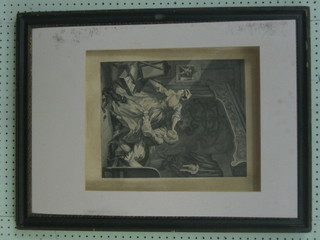 An engraving after Hogarth "The Harlots Progress?" 14" x 11"