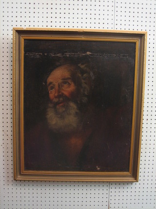 An 18th Century oil on canvas head and shoulders portrait "Bearded Elderly Man" 23" x 18"