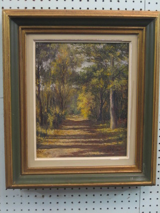 G Welsh, oil on canvas "Wooded Track" 11" x 9"
